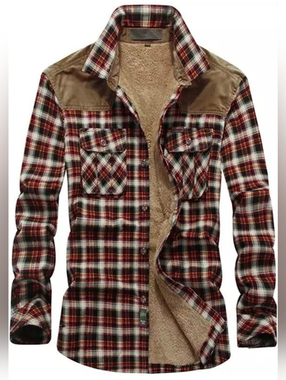 🦬Men's Red Plaid Sherpa-Lined Flannel Shirt Jacket. New, Western, Outdoors! XL